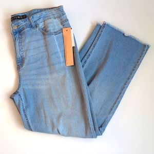 Tinseltown Ripped crop straight leg Raw hem Jeans